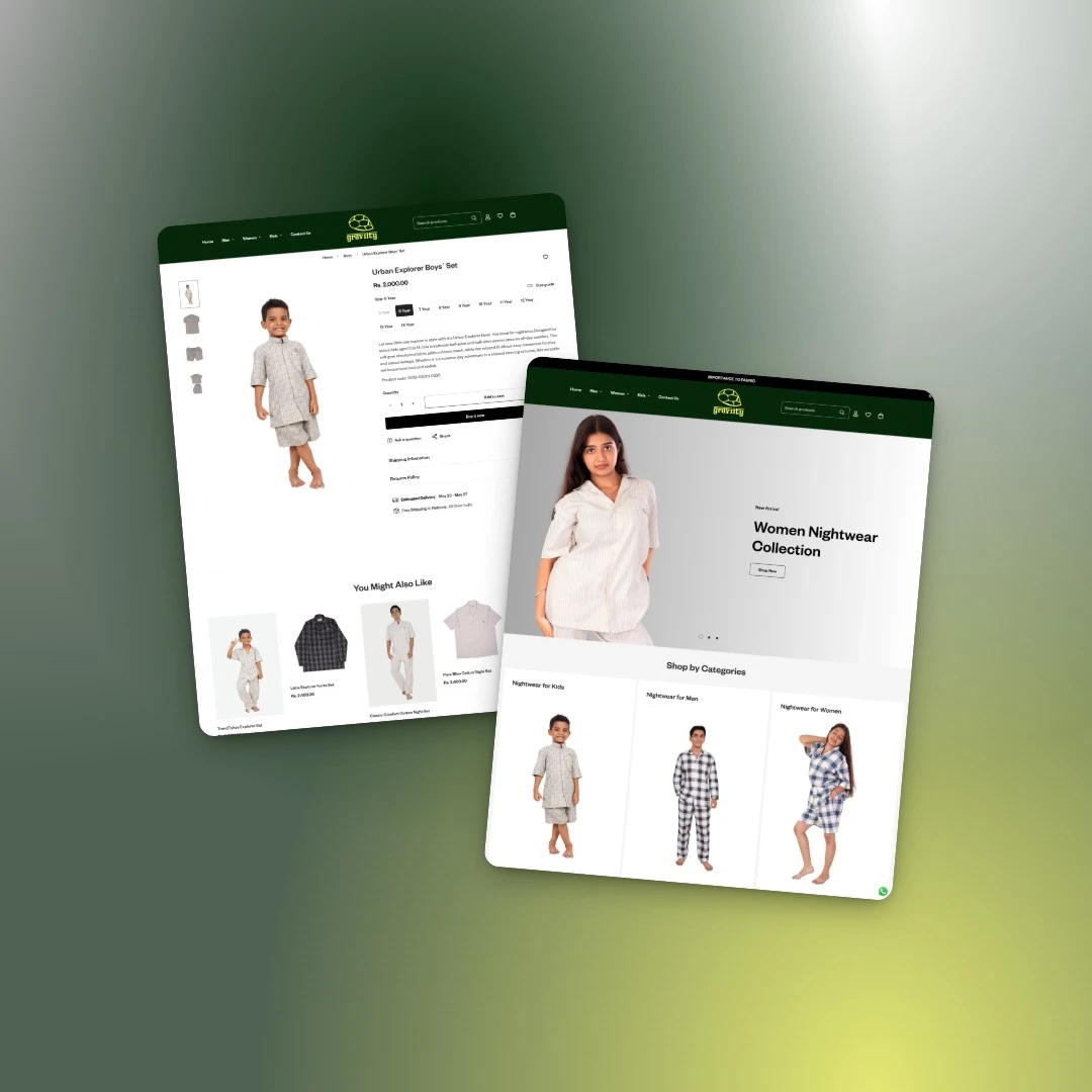 shopify loungewear brand graviity