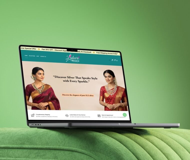 lahari silvers website mockup