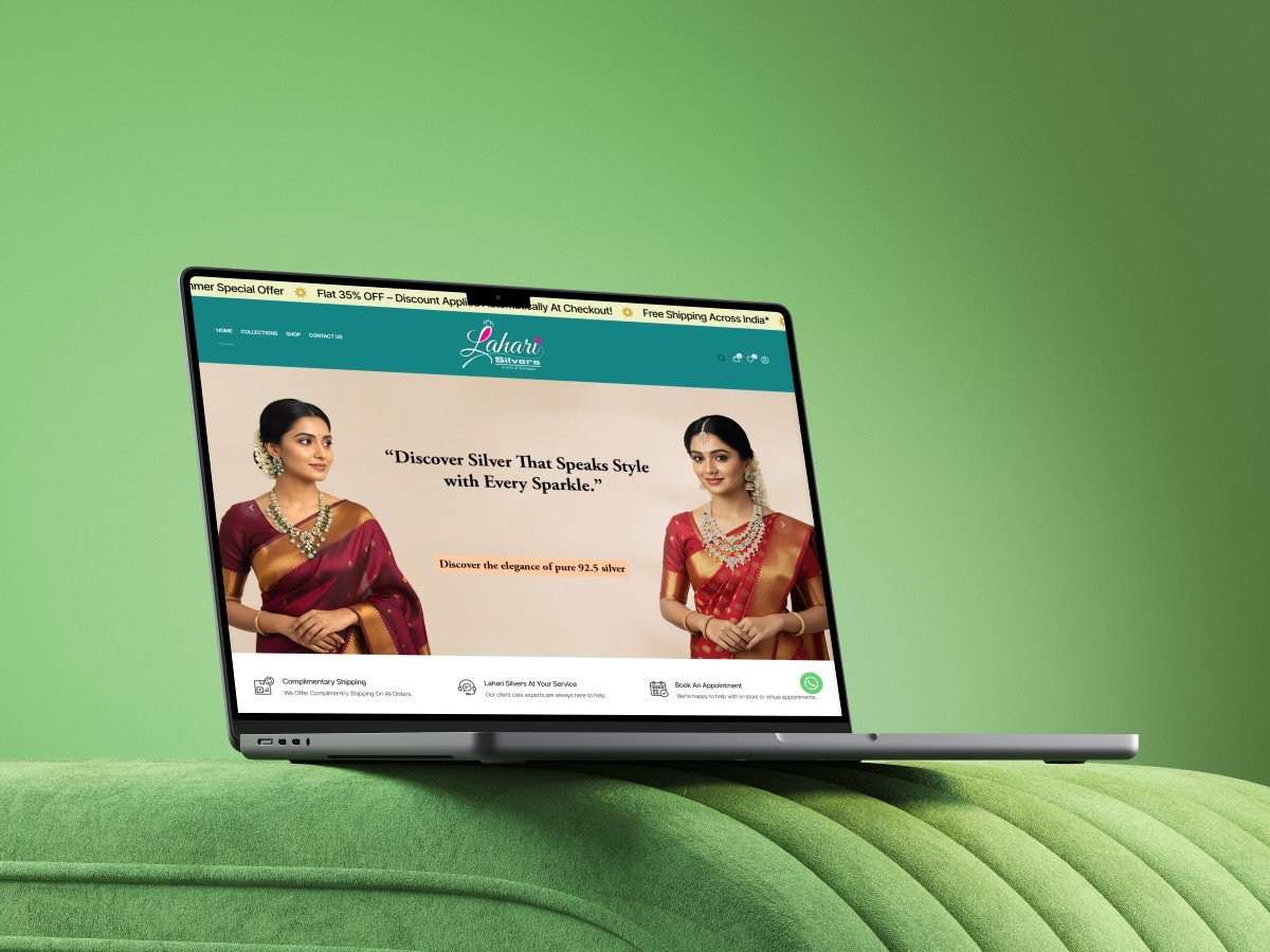 lahari silvers website mockup