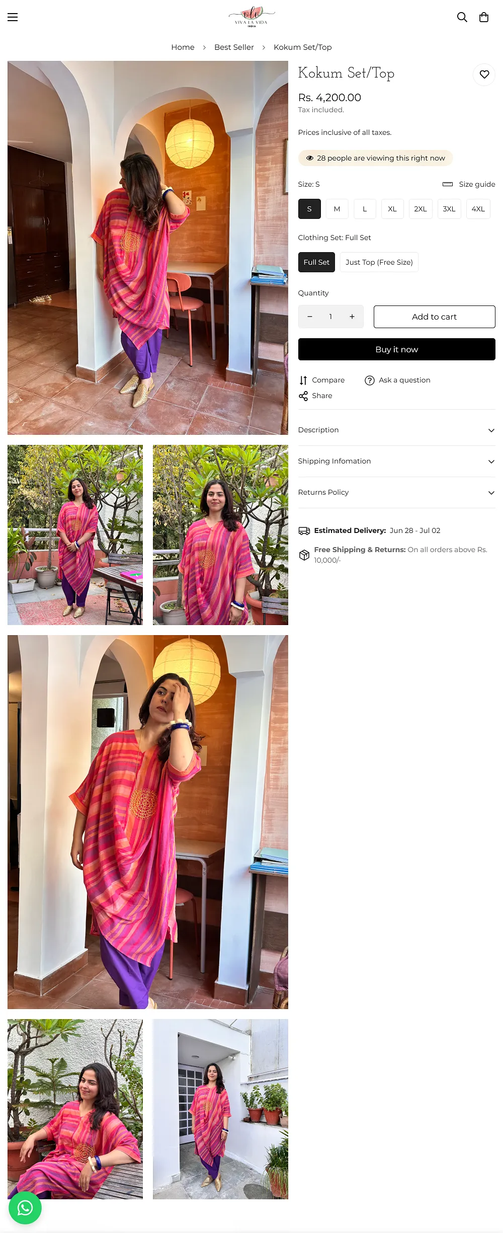viva la vida india clothing